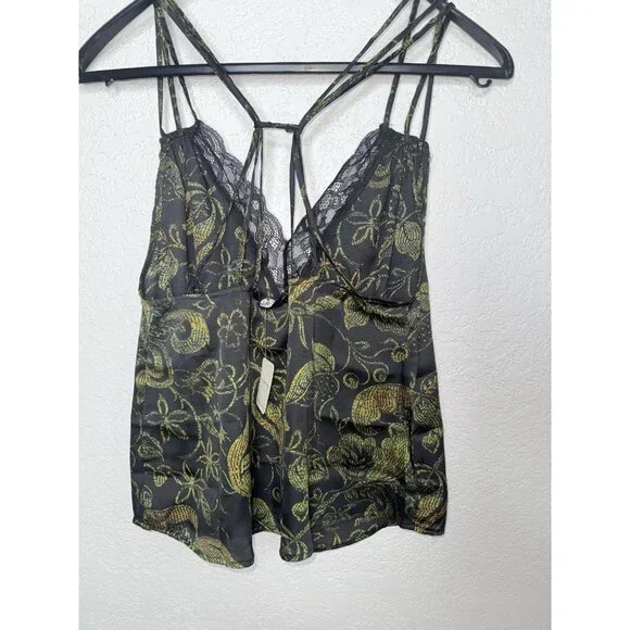 NWT Free People Off The Coast Cami Black Lace Floral Print Tank Blouse Size S F1 - Picture 5 of 8